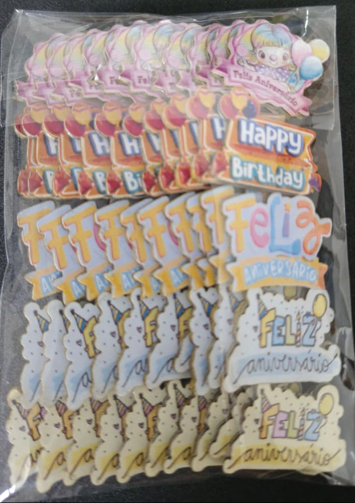 ANIVERSÁRIO ADESIVOS TAMANHO P